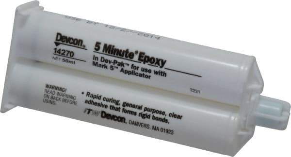 Devcon - 2 oz Cartridge Two Part Epoxy - 3 to 6 min Working Time, 1,900 psi Shear Strength - Apex Tool & Supply