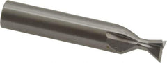 Made in USA - 3/8" Diam x 3/16" Width of Cut, 60° Included Angle, Carbide-Tipped Dovetail Cutter - 3/8" Shank Diam, 2-1/8" Overall Length, 0.0050-0.0100" Corner Radius, Weldon Flat, Uncoated - Apex Tool & Supply