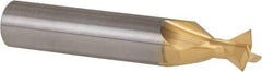 Made in USA - 3/8" Diam x 3/16" Width of Cut, 60° Included Angle, Carbide-Tipped Dovetail Cutter - 3/8" Shank Diam, 2-1/8" Overall Length, 0.0050-0.0100" Corner Radius, Weldon Flat, TiN Coated - Apex Tool & Supply