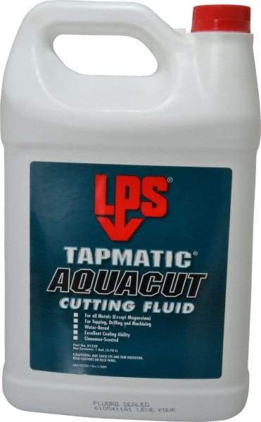 LPS - Tapmatic AquaCut, 1 Gal Bottle Cutting & Tapping Fluid - Water Soluble, For Boring, Broaching, Drawing, Drilling, Engraving, Facing, Finishing, Grinding, Milling, Reaming, Sawing, Stamping, Tapping, Threading, Turning - Apex Tool & Supply