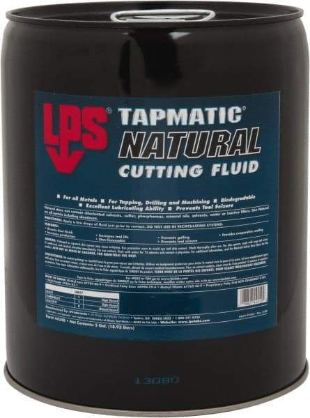LPS - Tapmatic Natural, 5 Gal Pail Cutting & Tapping Fluid - Straight Oil, For Boring, Broaching, Drilling, Engraving, Facing, Milling, Reaming, Sawing, Tapping, Threading, Turning - Apex Tool & Supply
