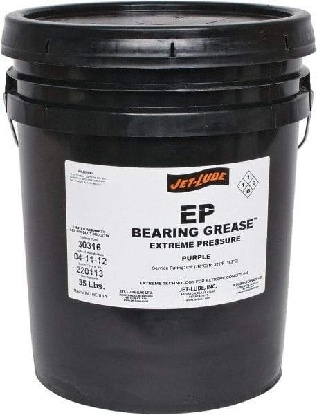 Jet-Lube - 35 Lb Pail Extreme Pressure Grease - Purple, Extreme Pressure, 325°F Max Temp, NLGIG 2, - Apex Tool & Supply