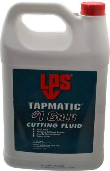 LPS - Tapmatic #1 Gold, 1 Gal Bottle Cutting & Tapping Fluid - Straight Oil, For Boring, Broaching, Drilling, Engraving, Facing, Milling, Reaming, Sawing, Tapping, Threading, Turning - Apex Tool & Supply