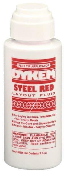 Dykem - Red Layout Fluid - 2 Ounce Felt Tip Applicator - Apex Tool & Supply