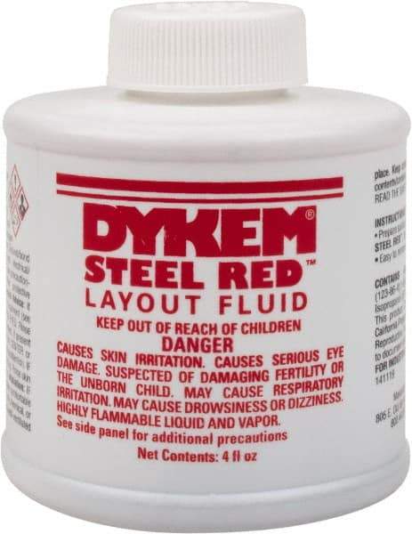 Dykem - Red Layout Fluid - 4 Ounce Brush Top Can - Apex Tool & Supply
