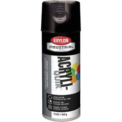 Krylon - Black, 12 oz Net Fill, Gloss, Lacquer Spray Paint - 15 to 20 Sq Ft per Can, 16 oz Container, Use on Cabinets, Color Coding Steel & Lumber, Conduits, Drums, Ducts, Fabric, Furniture, Motors, Pipelines, Tools - Apex Tool & Supply