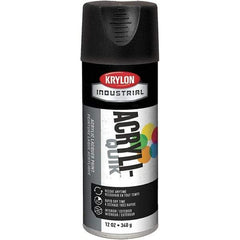 Krylon - Black, 12 oz Net Fill, Flat, Lacquer Spray Paint - 15 to 20 Sq Ft per Can, 16 oz Container, Use on Cabinets, Color Coding Steel & Lumber, Conduits, Drums, Ducts, Furniture, Motors, Pipelines, Tools - Apex Tool & Supply