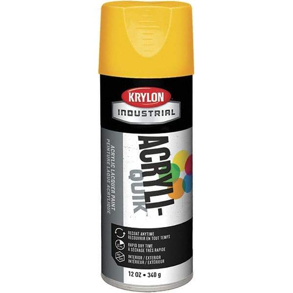 Krylon - OSHA Yellow, 12 oz Net Fill, Gloss, Enamel Spray Paint - 15 to 20 Sq Ft per Can, 12 oz Container, Use on Ceramics, Glass, Metal, Plaster, Wood - Apex Tool & Supply