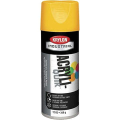Krylon - OSHA Yellow, 12 oz Net Fill, Gloss, Enamel Spray Paint - 15 to 20 Sq Ft per Can, 12 oz Container, Use on Ceramics, Glass, Metal, Plaster, Wood - Apex Tool & Supply