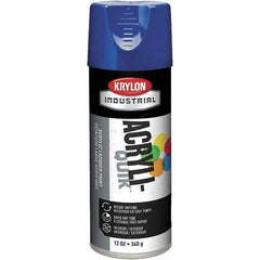 Krylon - True Blue, 12 oz Net Fill, Gloss, Lacquer Spray Paint - 15 to 20 Sq Ft per Can, 16 oz Container, Use on Cabinets, Color Coding Steel & Lumber, Conduits, Drums, Ducts, Furniture, Motors, Pipelines, Tools - Apex Tool & Supply