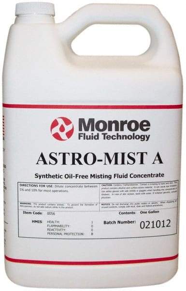 Monroe Fluid Technology - Astro-Mist A, 1 Gal Bottle Grinding Fluid - Synthetic, For Light Machining - Apex Tool & Supply