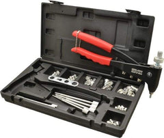 Value Collection - 63 Piece Aluminum Manual Rivet Nut Tool Kit - #6-32, 3/8-16" Thread - Apex Tool & Supply