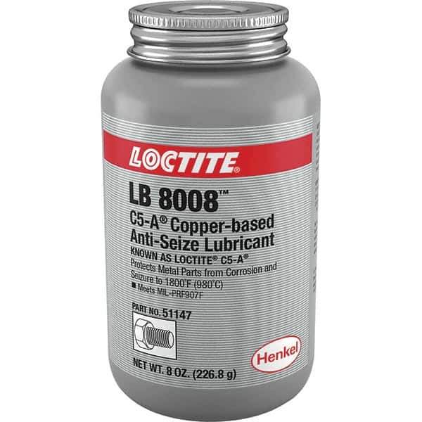 Loctite - 8 oz Can High Temperature Anti-Seize Lubricant - Copper/Graphite, -29 to 1,800°F, Copper Colored, Water Resistant - Apex Tool & Supply