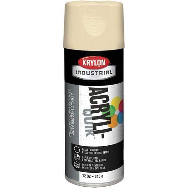 Krylon - Almond (Color), 12 oz Net Fill, Gloss, Lacquer Spray Paint - 15 to 20 Sq Ft per Can, 16 oz Container, Use on Cabinets, Color Coding Steel & Lumber, Conduits, Drums, Ducts, Furniture, Motors, Pipelines, Tools - Apex Tool & Supply
