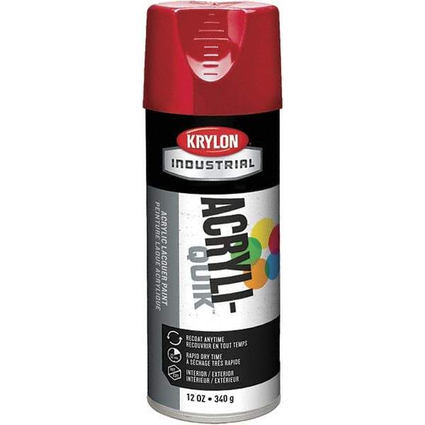 Krylon - Banner Red, Lacquer Spray Paint - 16 oz Container, Use on Cabinets, Color Coding Steel & Lumber, Conduits, Drums, Ducts, Furniture, Motors, Pipelines, Tools - Apex Tool & Supply