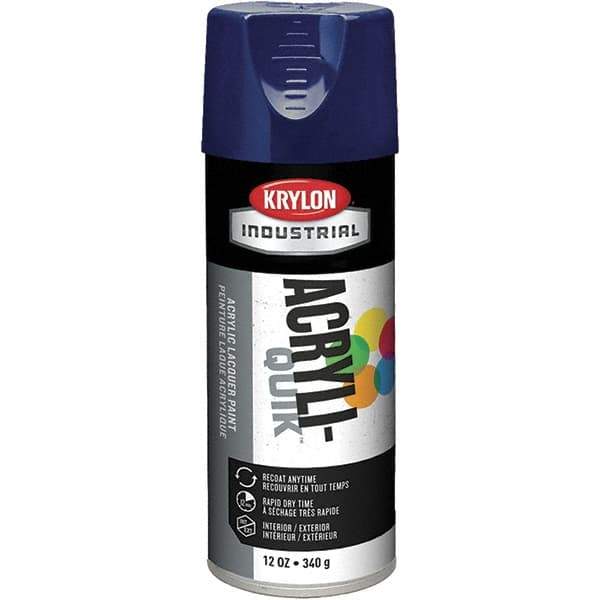 Krylon - Regal Blue, 12 oz Net Fill, Gloss, Lacquer Spray Paint - 15 to 20 Sq Ft per Can, 16 oz Container, Use on Cabinets, Color Coding Steel & Lumber, Conduits, Drums, Ducts, Furniture, Motors, Pipelines, Tools - Apex Tool & Supply