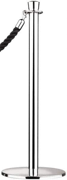 Tensator - 34-1/2" High, 2" Pole Diam, Warning Post - 13-1/2" Base Diam, Round Yellow Steel Post - Apex Tool & Supply