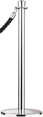 Tensator - 34" High, 2" Pole Diam, Standard Post - 11-1/2" Base Diam, Flat Satin Chrome (Color) Steel Post - Apex Tool & Supply