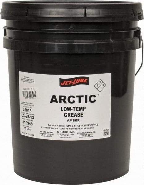 Jet-Lube - 5 Gal Pail Low Temperature Grease - Amber, Low Temperature, 225°F Max Temp, NLGIG 2, - Apex Tool & Supply