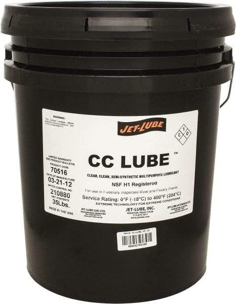 Jet-Lube - 35 Lb Pail Synthetic General Purpose Grease - Clear, Food Grade, 400°F Max Temp, NLGIG 1-1/2, - Apex Tool & Supply