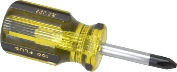 Stanley - #2, 3-1/2" OAL, Stubby Phillips Pocket Screwdriver - 1-1/2" Blade Length, Round Shank, Acetate Handle - Apex Tool & Supply