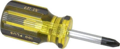 Stanley - #2, 3-1/2" OAL, Stubby Phillips Pocket Screwdriver - 1-1/2" Blade Length, Round Shank, Acetate Handle - Apex Tool & Supply