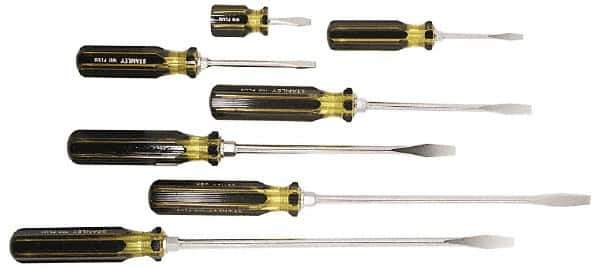 Stanley - 7 Piece Slotted Screwdriver Set - Bit Sizes: Philips 1/4 to 3/8" - Apex Tool & Supply