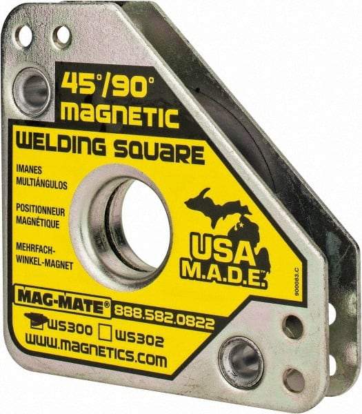 Mag-Mate - 3-3/4" Wide x 3/4" Deep x 3-3/4" High, Rare Earth Magnetic Welding & Fabrication Square - 60 Lb Average Pull Force - Apex Tool & Supply
