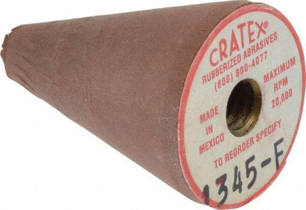 Cratex - 7/8" Max Diam x 1-1/4" Long, Taper, Rubberized Point - Fine Grade, Silicon Carbide, 1/4" Arbor Hole, Unmounted - Apex Tool & Supply