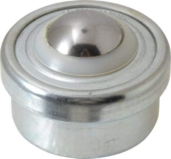 Value Collection - 1 Inch Diameter, Round, Carbon Steel Ball Transfer - 2 Inch Overall Diameter, 1.4375 Inch Mount Height, 125 Lb. Capacity - Apex Tool & Supply