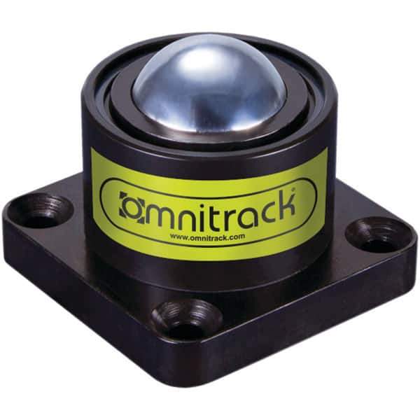 Value Collection - 1 Inch Diameter, Square, Chrome Steel Ball Transfer - 1-3/4 Inch Overall Diameter, 1-5/8 Inch Mount Height, 500 Lb. Capacity - Apex Tool & Supply