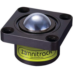 Value Collection - 1-1/2 Inch Diameter, Square, Chrome Steel Ball Transfer - 2-3/8 Inch Overall Diameter, 1 Inch Mount Height, 2,425 Lb. Capacity - Apex Tool & Supply
