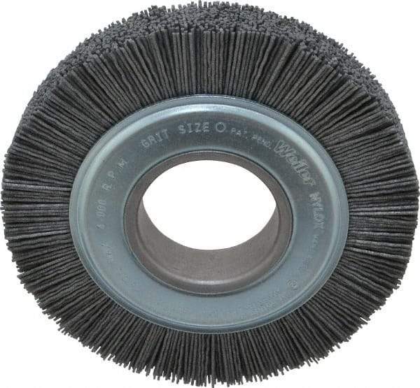 Weiler - 6" OD, 2" Arbor Hole, Crimped Nylon Wheel Brush - 1" Face Width, 1-1/4" Trim Length, 0.04" Filament Diam, 3,600 RPM - Apex Tool & Supply