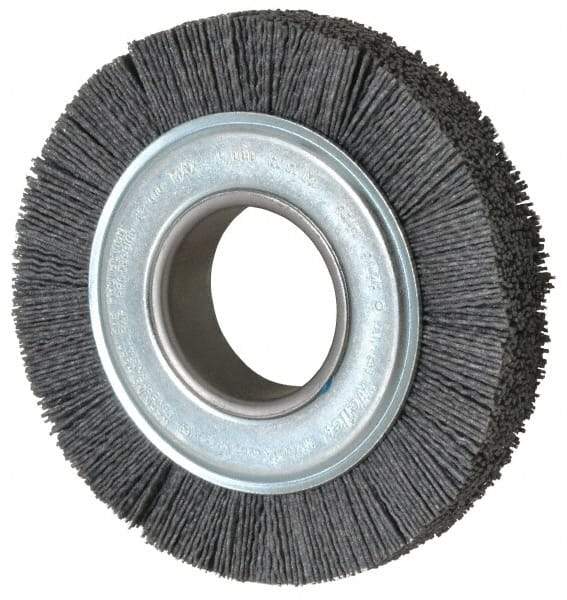 Weiler - 6" OD, 2" Arbor Hole, Crimped Nylon Wheel Brush - 1" Face Width, 1-1/4" Trim Length, 0.04" Filament Diam, 3,600 RPM - Apex Tool & Supply