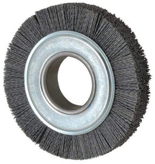 Weiler - 6" OD, 2" Arbor Hole, Crimped Nylon Wheel Brush - 1" Face Width, 1-1/4" Trim Length, 0.04" Filament Diam, 3,600 RPM - Apex Tool & Supply