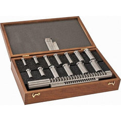 Dumont Minute Man - 17 Piece, 4 to 8mm Keyway Width, Style B-1 & C Keyway Broach Set - Bright Finish High Speed Steel Broach, Collared Bushing, 12 to 30mm Bushing Diam - Apex Tool & Supply