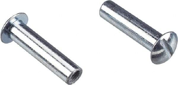 Made in USA - #10-24 Thread Barrel, Slotted/Phillips Drive, Steel Sex Bolt & Binding Post - Zinc-Plated Finish, 3/8" Long Barrel - Apex Tool & Supply