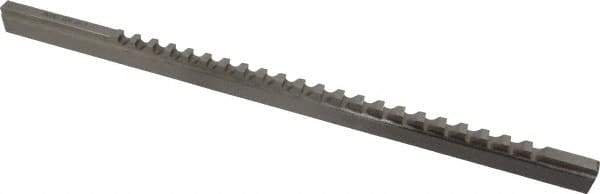Value Collection - 1/4" Keyway Width, Style C, Keyway Broach - High Speed Steel, Bright Finish, 3/8" Broach Body Width, 25/64" to 2-1/2" LOC, 11-3/4" OAL - Apex Tool & Supply