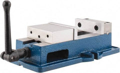 Interstate - 4" Jaw Width, 4" Jaw Opening Capacity, Horizontal Stationary Machine Vise - Manual Operation, 6,750 Lb Capacity, 1 Station, 12-3/8" Long x 3.7" High x 1-1/4" Deep, 1-1/4" Jaw Height, Cast Iron - Apex Tool & Supply