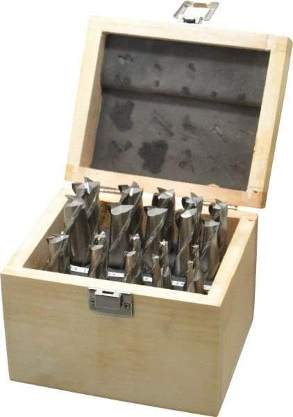 Interstate - 3/16 to 3/4", 2, 4 Flute Square End Mill Set - Uncoated, Cobalt, Single End, Centercutting - Apex Tool & Supply