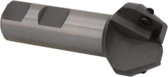 Everede Tool - 30° Lead Angle, 1.303" Max Cut Diam, 3/4" Min Cut Diam, 0.479" Max Depth of Cut, Indexable Chamfer and Angle End Mill - 2 Inserts, APLT 347 Insert Style, 3" Overall Length, Straight Shank, 60° Included Angle - Apex Tool & Supply