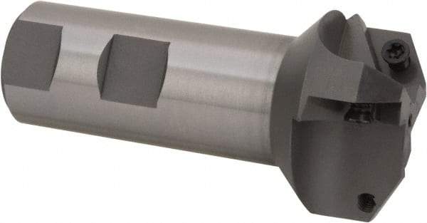 Everede Tool - 60° Lead Angle, 1.708" Max Cut Diam, 3/4" Min Cut Diam, 0.277" Max Depth of Cut, Indexable Chamfer and Angle End Mill - 3 Inserts, APLT 347 Insert Style, 3.2" Overall Length, Straight Shank, 120° Included Angle - Apex Tool & Supply