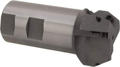 Everede Tool - 30° Lead Angle, 1.803" Max Cut Diam, 1-1/4" Min Cut Diam, 0.479" Max Depth of Cut, Indexable Chamfer and Angle End Mill - 3 Inserts, APLT 347 Insert Style, 3.2" Overall Length, Straight Shank, 60° Included Angle - Apex Tool & Supply