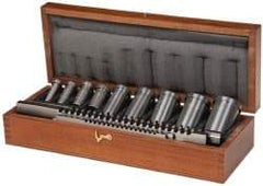 Dumont Minute Man - 13 Piece, 1/8 to 3/8" Keyway Width, Style B & C Keyway Broach Set - Bright Finish High Speed Steel Broach, Collared Bushing, 1/2 to 1-1/2" Bushing Diam - Apex Tool & Supply