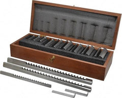 Dumont Minute Man - 12 Piece, 1/8 to 1/4" Keyway Width, Style B & C Keyway Broach Set - Bright Finish High Speed Steel Broach, Collared Bushing, 1/2 to 1-1/2" Bushing Diam - Apex Tool & Supply