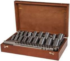 Dumont Minute Man - 23 Piece, 1/8 to 3/8" Keyway Width, Style B & C Keyway Broach Set - Bright Finish High Speed Steel Broach, Collared Bushing, 1/2 to 1-9/16" Bushing Diam - Apex Tool & Supply