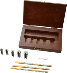 Dumont Minute Man - 8 Piece, 1/16 to 1/8" Keyway Width, Style A Keyway Broach Set - TiN Finish High Speed Steel Broach, Collared Bushing, 1/4 to 1/2" Bushing Diam - Apex Tool & Supply