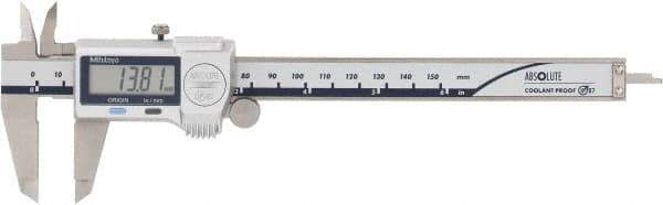 Mitutoyo - 0 to 150mm Range, 0.01mm Resolution, IP67 Electronic Caliper - Stainless Steel with 40mm Stainless Steel Jaws, 0.001" Accuracy, SPC Output - Apex Tool & Supply