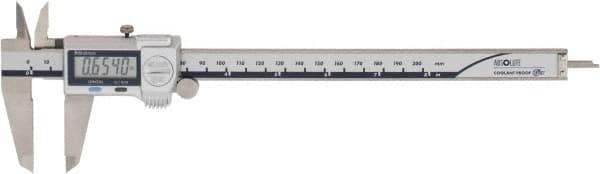 Mitutoyo - 0 to 200mm Range, 0.01mm Resolution, IP67 Electronic Caliper - Stainless Steel with 50mm Stainless Steel Jaws, 0.001" Accuracy, SPC Output - Apex Tool & Supply
