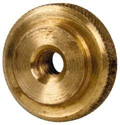 Gibraltar - #10-24 UNC Thread, Uncoated, Brass Round Knurled Check Nut - 1/4" Overall Height, 3/4" Diam x 3/16" Head Height, 1/2" Base Diam - Apex Tool & Supply